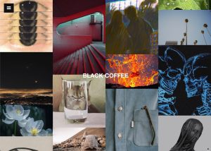Black Coffee Tumblr theme preview – fullscreen and minimalist layout, premium Tumblr theme by Stash Themes